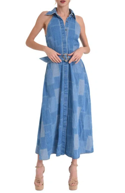 Ciebon Dixie Belted Sleeveless Maxi Dress In Blue