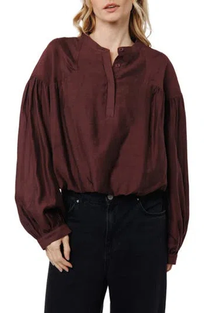 Ciebon Doe Bubble Hem Top In Burgundy