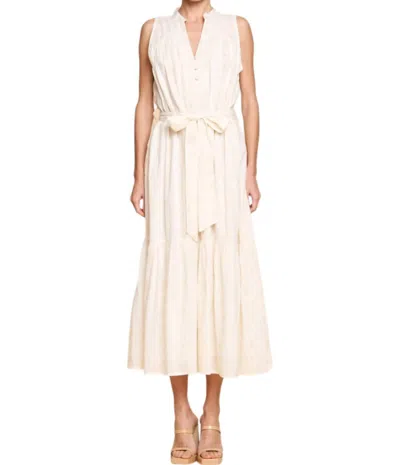 Ciebon Shaina Tiered Cotton Blend Midi Dress In Cream