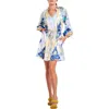 Ciebon Drea Floral Print Long Sleeve Minidress In Blue