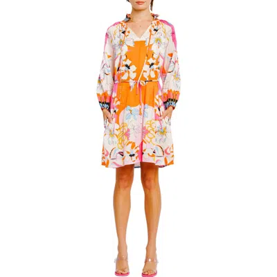 Ciebon Drea Floral Print Long Sleeve Minidress In Multi