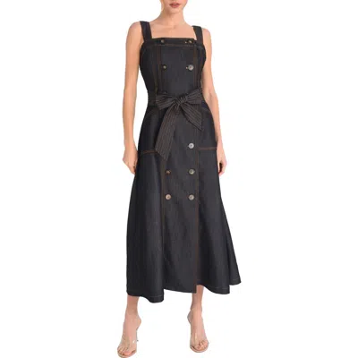 Ciebon Drew Seamed Denim Maxi Dress In Denim Blue