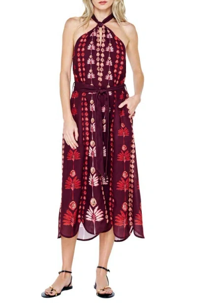 Ciebon Eika Maxi Halter Dress In Burgundy