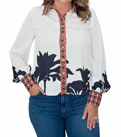 Ciebon Eirny Floral Mix Printed Button Down Shirt In White