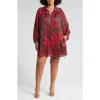 Ciebon Elisa Long Sleeve Minidress In Cocoa/red