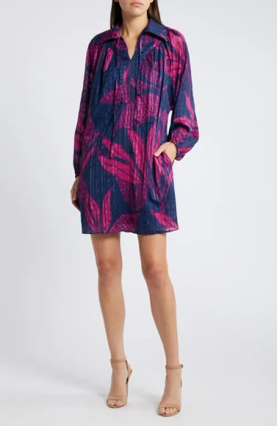 Ciebon Elisa Print Long Sleeve Shirtdress In Multi