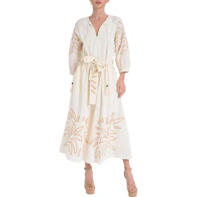 Ciebon Eliza Embroidered A-line Dress In Neutral