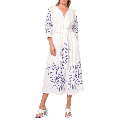 Ciebon Eliza Embroidered A-line Dress In White