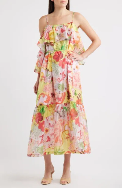 Ciebon Ellera Floral Print Midi Dress In Multi
