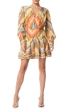 Ciebon Emerie Chevron Stripe Long Sleeve Minidress In Tangerine Multi