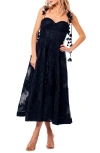 Ciebon Emilia Bustier Lace Midi Cocktail Dress In Black