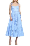 Ciebon Emilia Bustier Lace Midi Cocktail Dress In Dusty Blue