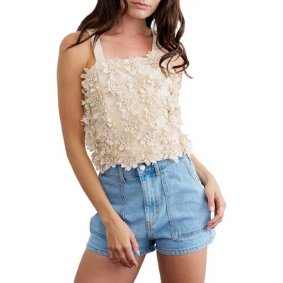 Ciebon Fabienne Flower Appliqué Crop Tank In Neutral