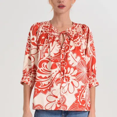 Ciebon Floral Top In Red Multi