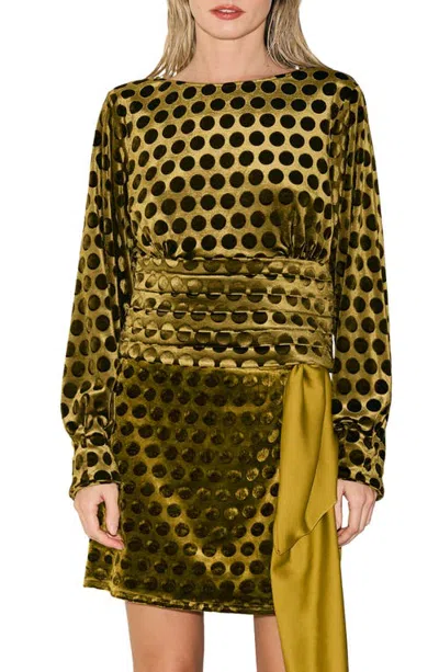 Ciebon Fosi Burnout Velvet Top In Gold
