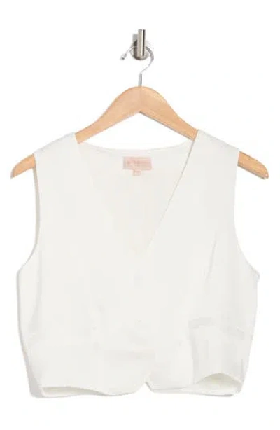 Ciebon Frankie Button Front Crop Vest In White