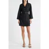 Ciebon Franny Long Sleeve Denim Mini Shirtdress In Black