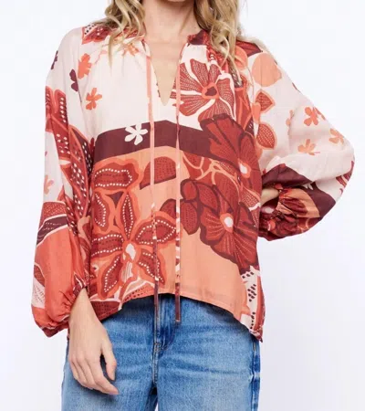Ciebon Gefina Printed Blouse In Brown Multi