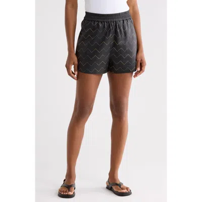 Ciebon Gessell Embroidered Faux Leather Shorts In Gray
