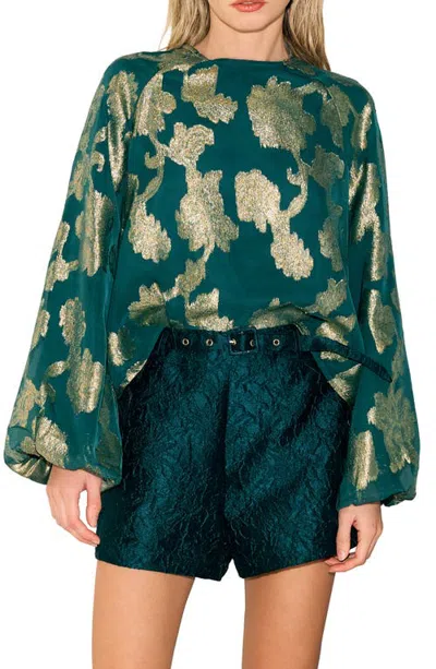Ciebon Giulia Jacquard Top In Green