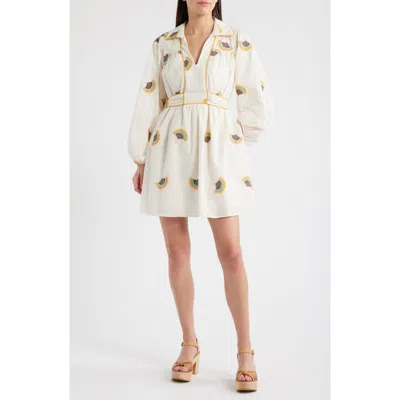 Ciebon Halliday Embroidered Long Sleeve Dress In White