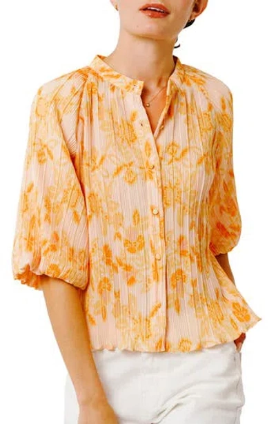Ciebon Helen Pleated Balloon Sleeve Top In Yellow