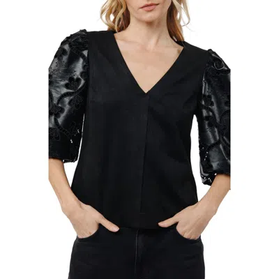 Ciebon Hudson Puff Sleeve Shirt In Black