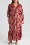 Ciebon Isa Long Sleeve Maxi Dress In Red