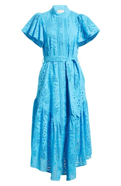 Ciebon Isabella Cotton Eyelet Maxi Shirtdress In Blue