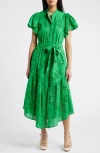 Ciebon Isabella Cotton Eyelet Maxi Shirtdress In Green