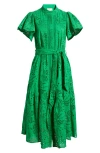 Ciebon Isabella Cotton Eyelet Maxi Shirtdress In Green