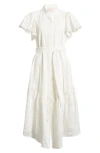 Ciebon Isabella Cotton Eyelet Maxi Shirtdress In White