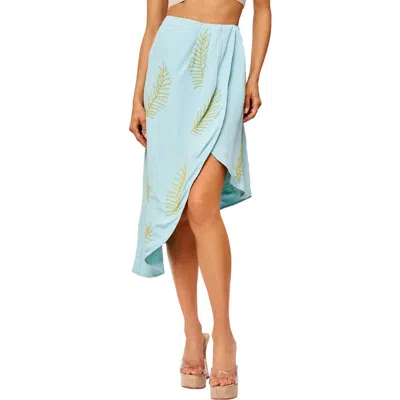 Ciebon Jennifer Bead Palm Tulip Skirt In Blue