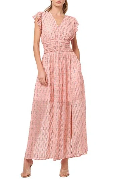 Ciebon Jennsen Metallic Flutter Sleeve Maxi Dress