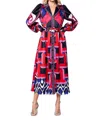 Ciebon Jessenia Engineered Swirl Shirt Dress In Red/multicolor In Multi