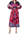 Ciebon Jessenia Print Long Sleeve Midi Shirtdress In Multi