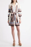 Ciebon Jessie Stripe Long Sleeve Shirtdress In Multi