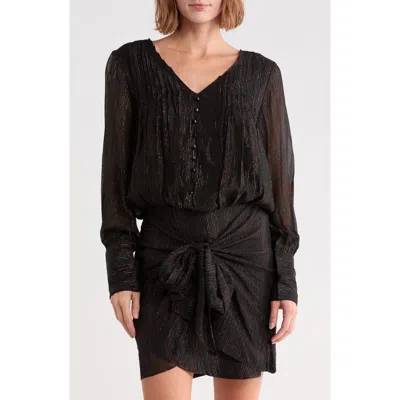 Ciebon Judy Rainbow Metallic V-neck Blouse In Black