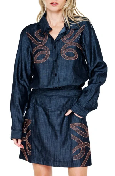Ciebon Julianna Embroidered Tencel® Lyocell Shirt In Multi