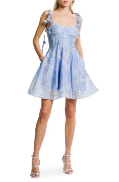 Ciebon Kaelin Floral Print Voile Minidress In Blue