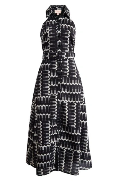 Ciebon Kaisa Sleeveless Belted Shirtdress In Black