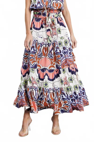 Ciebon Kariah Engineer Printed Tiered Skirt In Multi