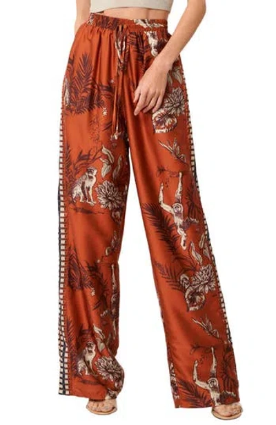 Ciebon Katia Satin Wide Leg Pants In Multi