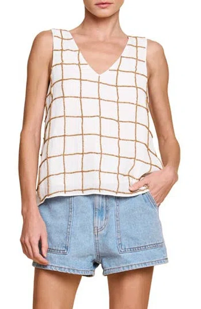 Ciebon Kelly Beaded Grid Tank In White