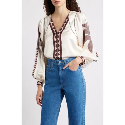 Ciebon Kensley Print Satin Top In Neutral
