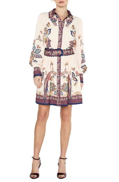 Ciebon Khyrie Print Belted Long Sleeve Shirtdress In Multi