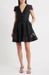 Ciebon Kiara Burnout Satin Fit & Flare Cocktail Dress In Black