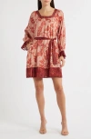 Ciebon Kiki Tie Belt Long Sleeve Dress In Brown