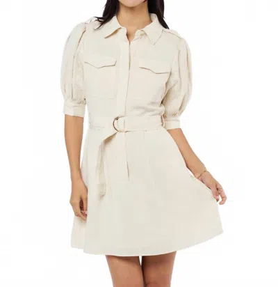 Ciebon Laia Lace Applique Mini Shirtdress In Cream In White