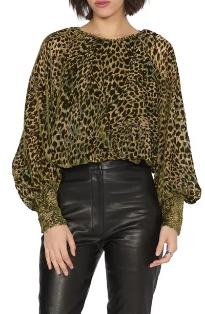 Ciebon Lenny Velvet Burnout Top In Green